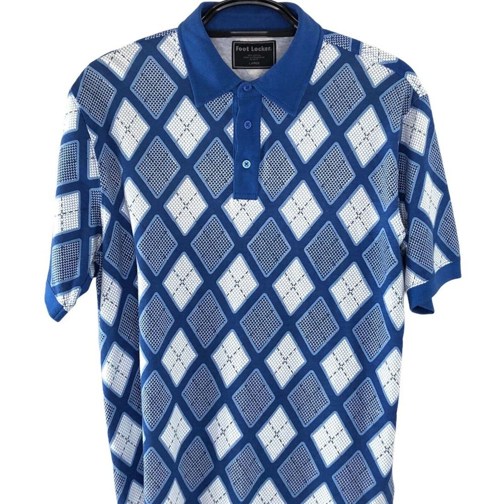 Foot Locker Shirt Mens Large Golf Polo Blue Short Sleeve Cotton